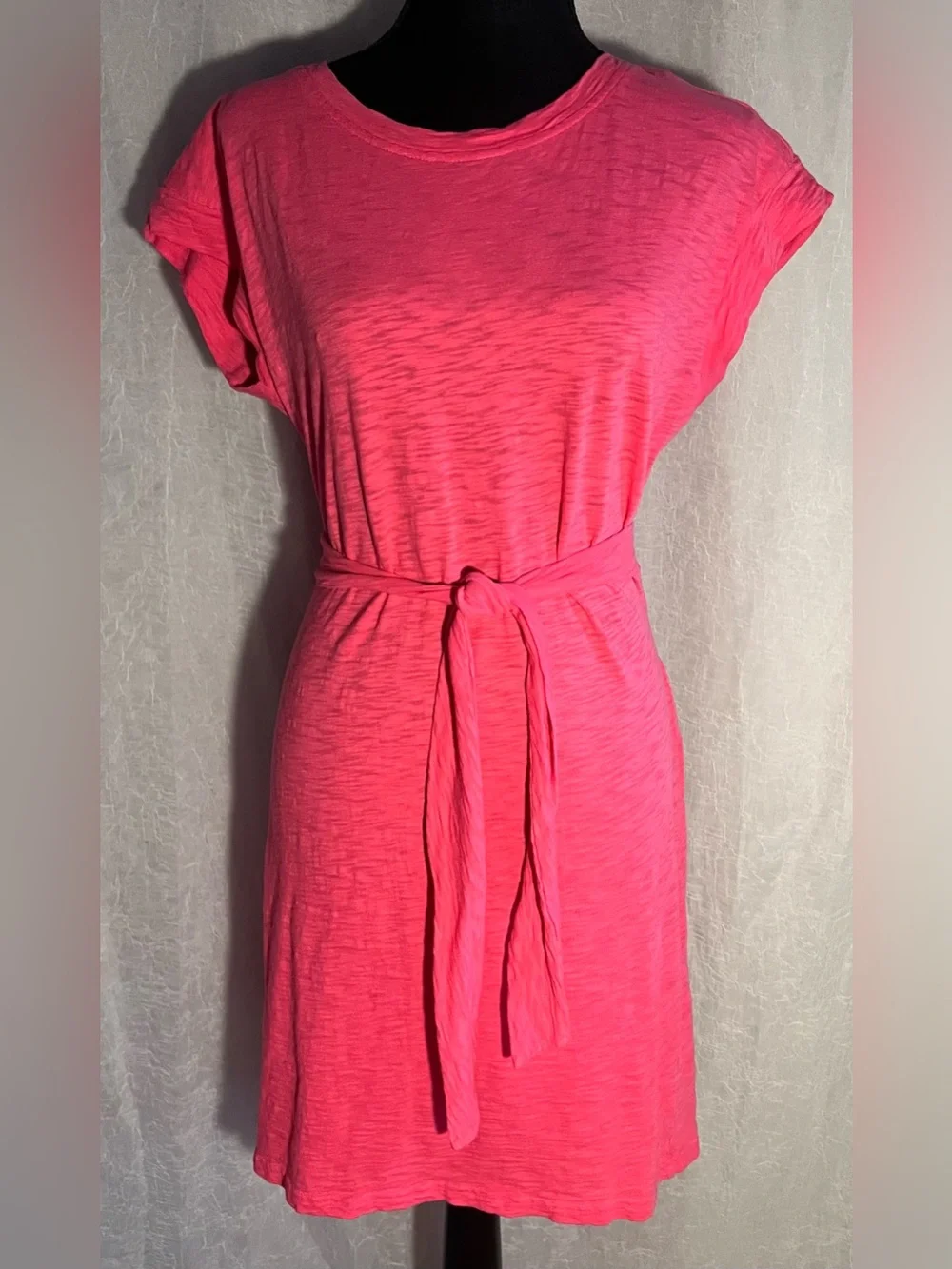 J. Crew Bright Pink casual tie waist dress